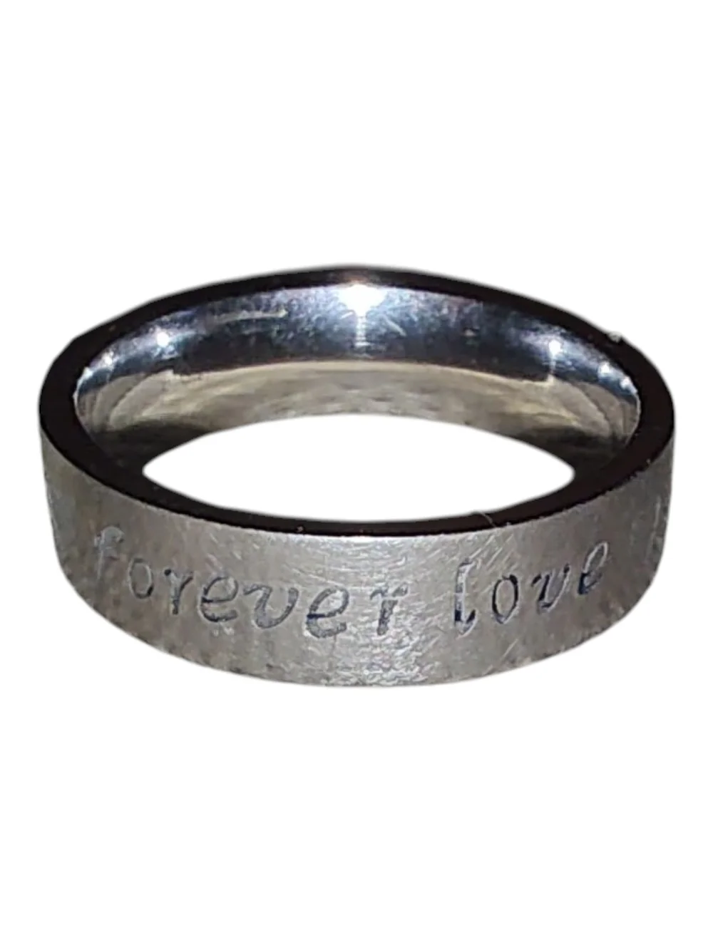 Forever Love Engraved Fashion Silver Tone Band Ring Purity Minimalist 10.50